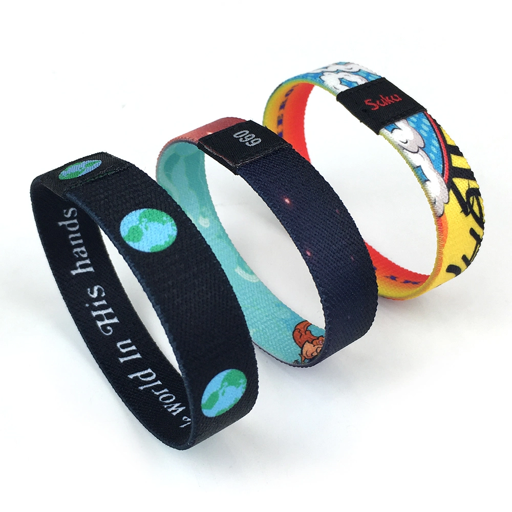 Elastic Sublimation Wrist Band PVC Tag Wristband Custom Woven Logo Bracelets Sports Wristband