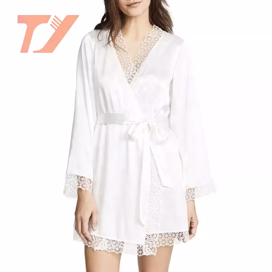 Wholesale Brand Women Designer Print Sleepwear Long Sleeve Silk Satin Robe