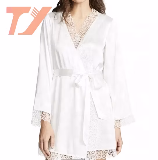 Wholesale Brand Women Designer Print Sleepwear Long Sleeve Silk Satin Robe