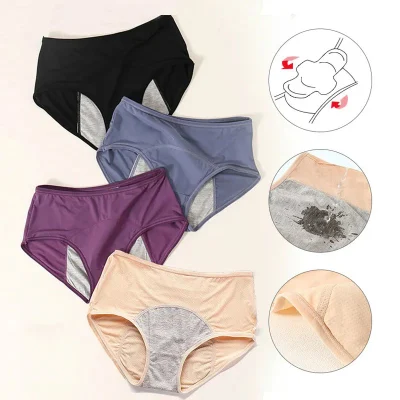 Calzoncillos de moda para mujer, bragas menstruales, 4 capas, a prueba de fugas