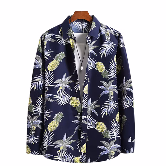 Comercio al por mayor de verano de algodón con impresión digital de camisas hawaianas de manga corta para hombres